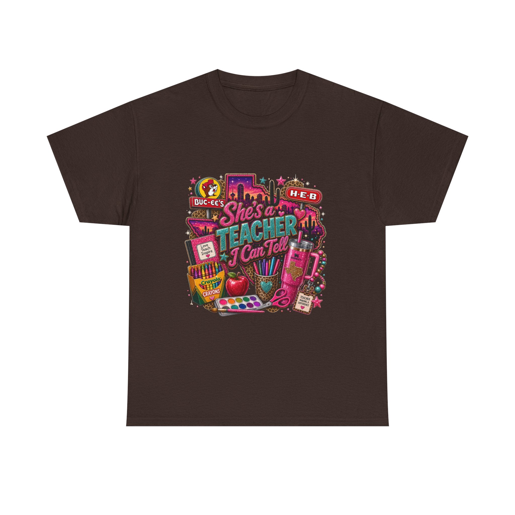 She's a Teacher I Can Tell T-Shirt — Funny Colorful Teacher Appreciation Tee