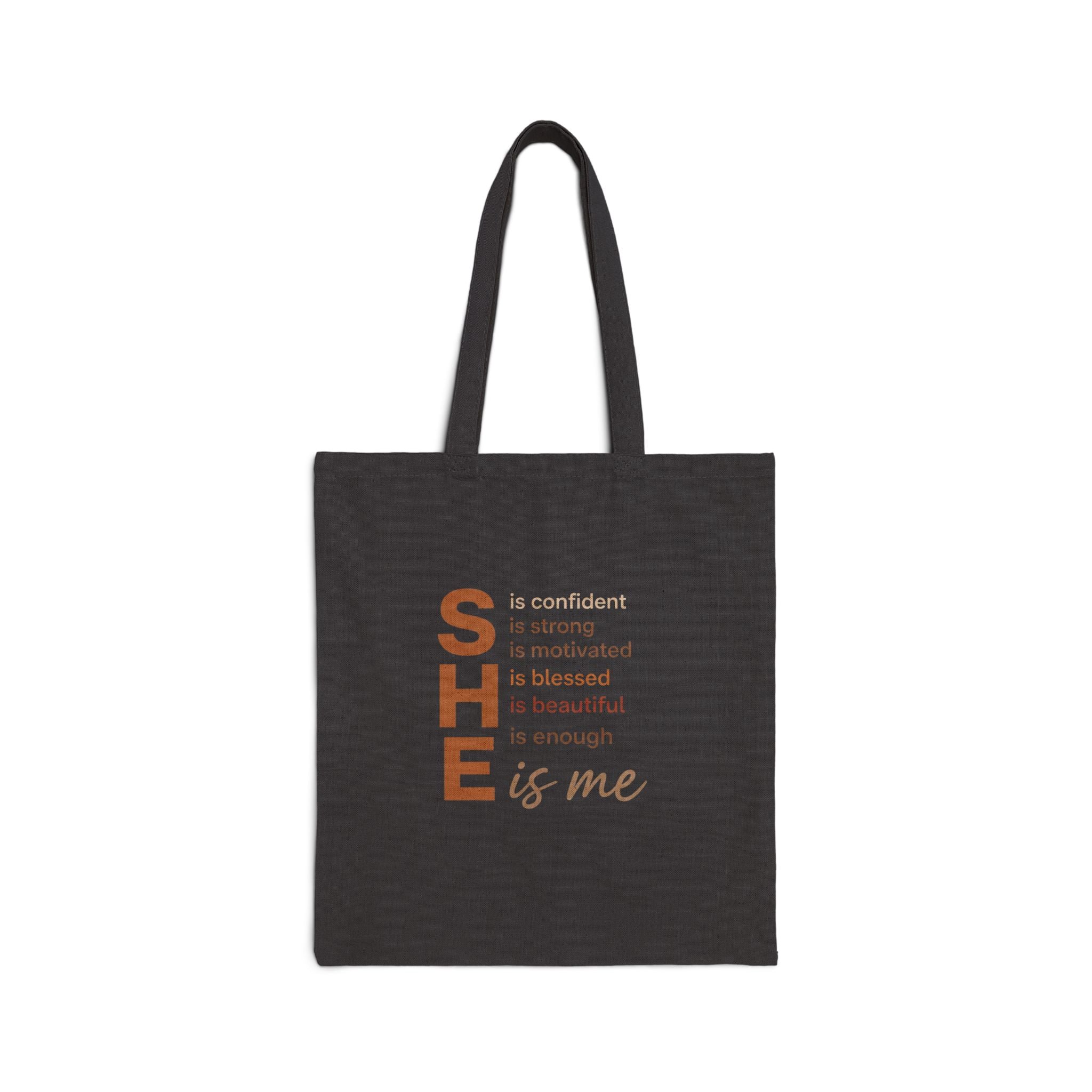 Empowering "SHE is me" Canvas Tote — Inspirational Women's Tote Bag