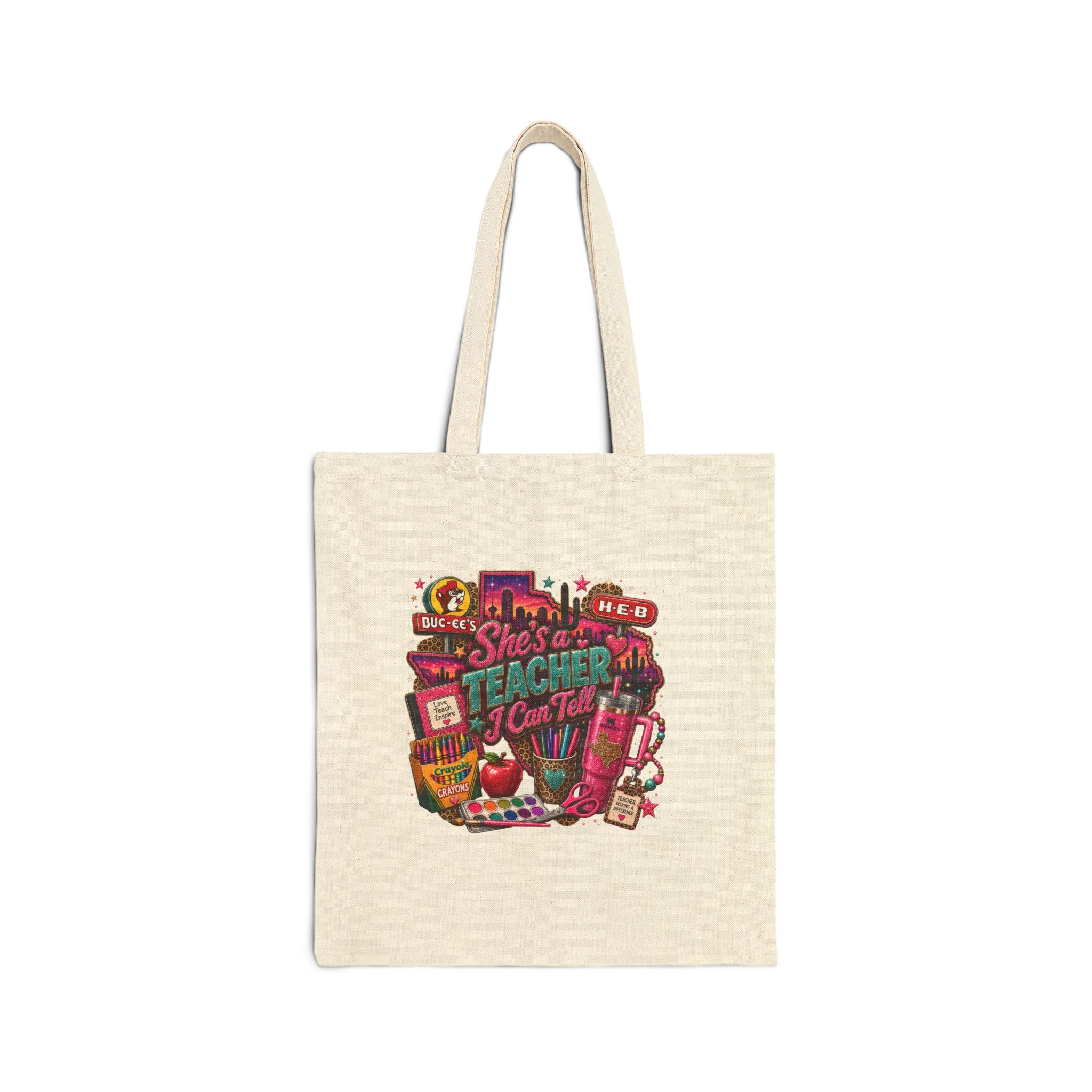 Tote Bag — "She's a Teacher I Can Fix It" Colorful Teacher Appreciation Canvas Tote