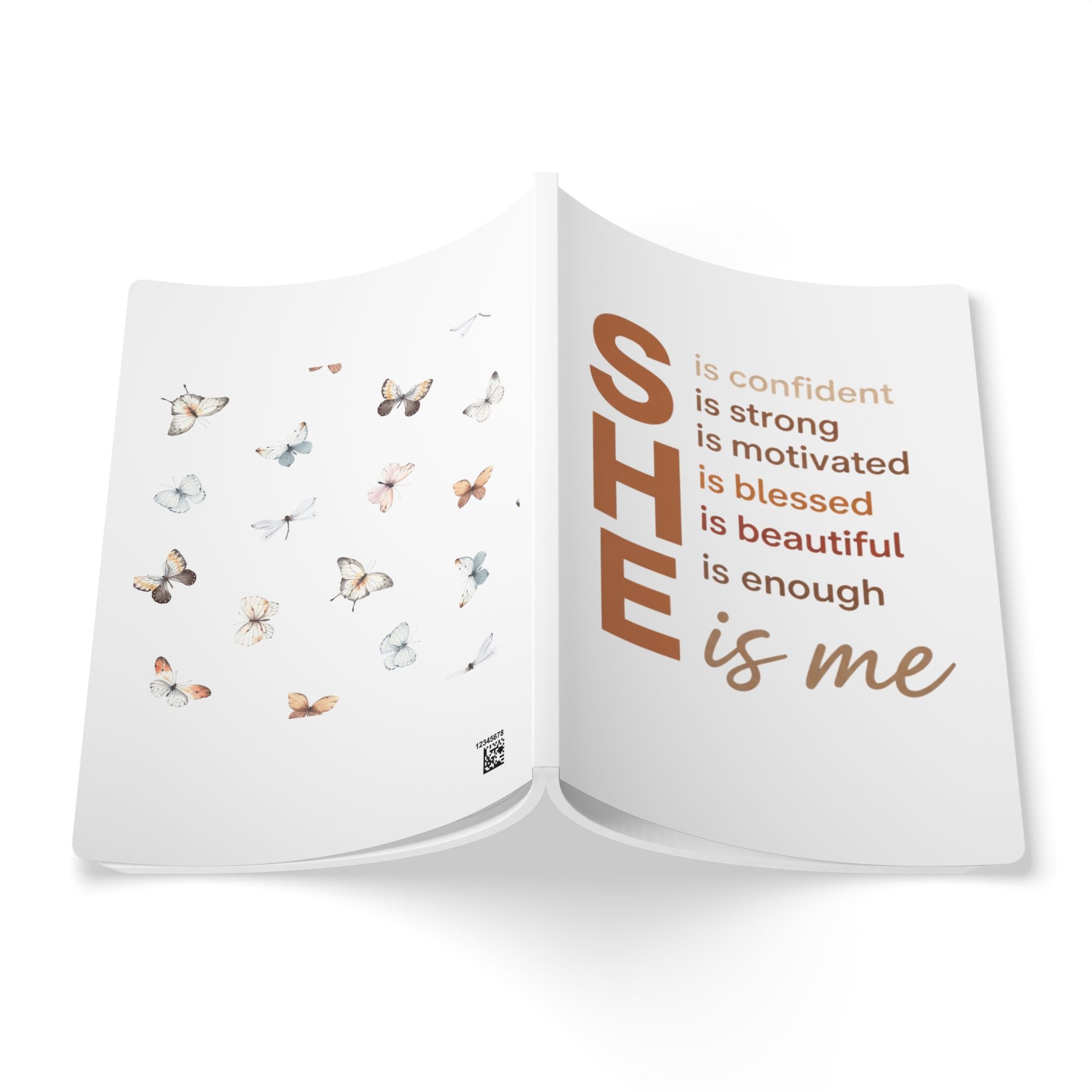 She Is Me Affirmation Softcover Journal — Butterfly Guided Self‑Love Notebook