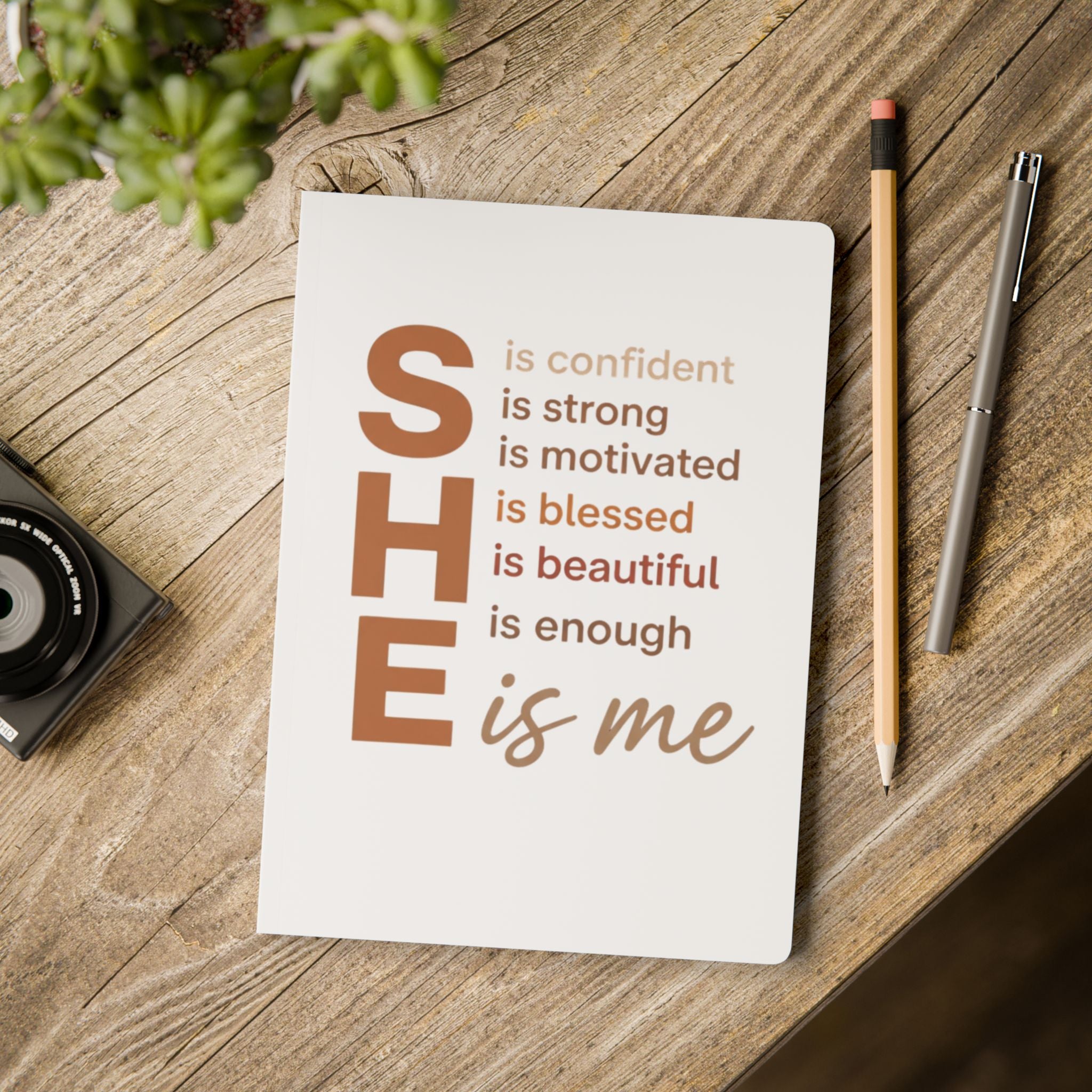 She Is Me Affirmation Softcover Journal — Butterfly Guided Self‑Love Notebook