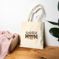 Basketball Mom Canvas Tote Bag – Sports Mom Gift with Hoop & Bow Design